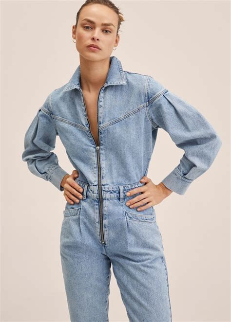 jeans jumpsuit mango|mango denim jumpsuit with zipper.